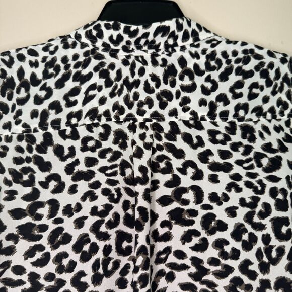 TALBOTS women's size small S animal print roll tab sleeve button up blouse top - Picture 3 of 12